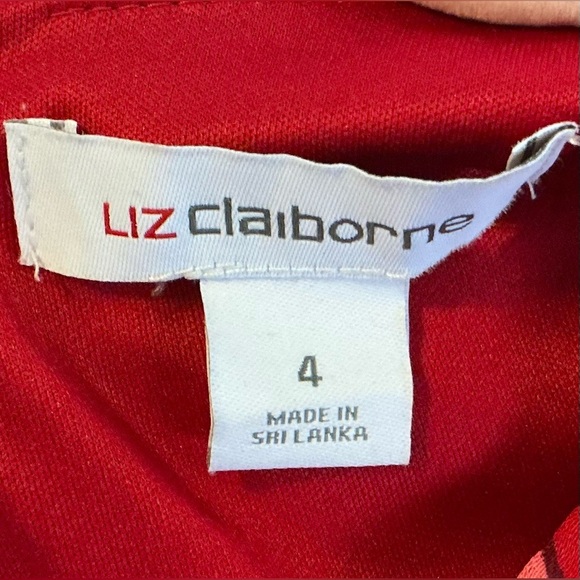 Liz Claiborne Red Floral Sleeveless A-Line Knee Length Dress (NWT) - Picture 9 of 10